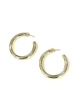 Jennifer Miller — Yellow Gold Plated Medium Hoop Pierced Earrings